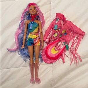 Barbie Extra Fly Hippy Doll with Pink Jacket EUC